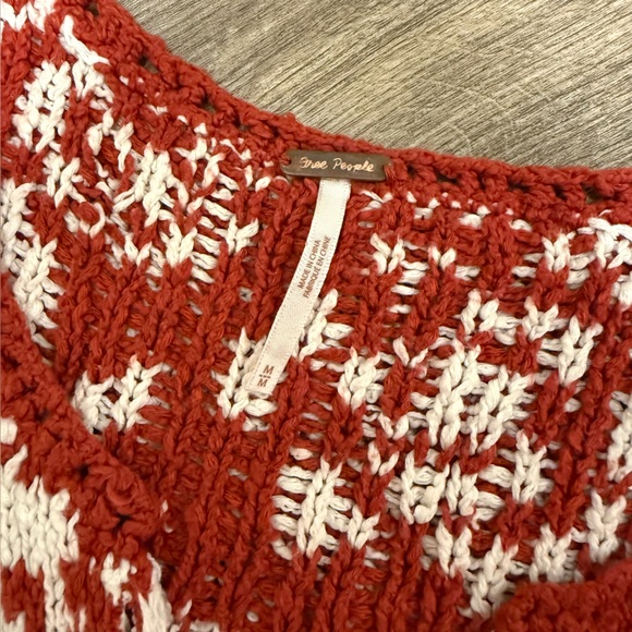 Free People Red and White Knit Button-Up Vest - Picture 4 of 5